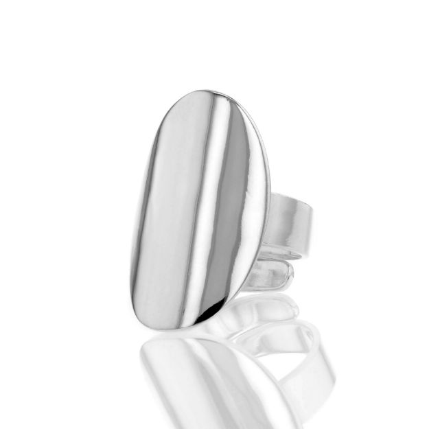 Bilde av Ring, Oval blank, Sølv, Regulerbar skinne